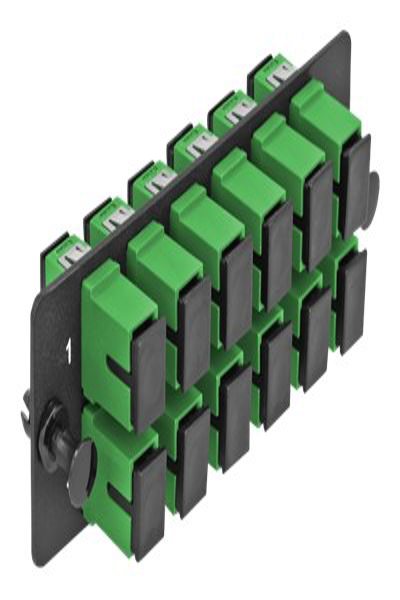 Delock 12-Port SC Simplex APC Single-Mode Fiber Optic Adapter Panel Green - 66926