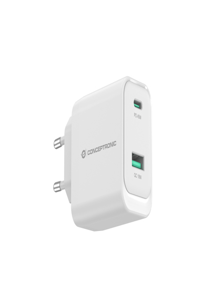 Conceptronic LadegerÃƒÂ¤t 2Port 45W 1xUSB-C 1xUSB-A weiÃƒÅ¸