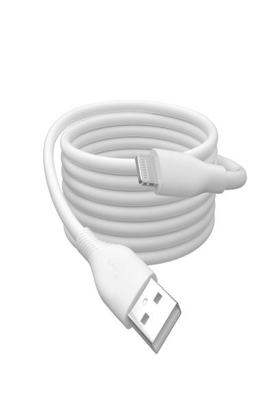 DIGITUS Lightning silikonanslutningskabel, USB-A - Lightning 0,5m, vit - AK-600108-005-W
