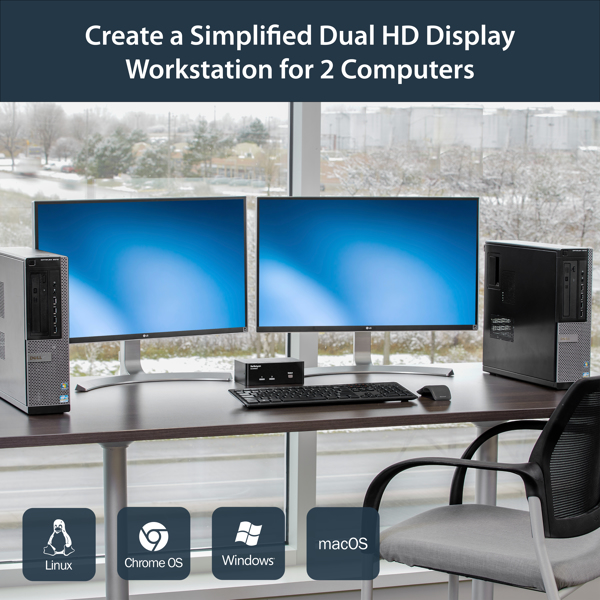 StarTech 2 Port Dual DisplayPort USB KVM Switch with Audio & USB 2.0 Hub - 3840 x 2400 pixels - 4K Ultra HD - 18 W - Black - SV231DPDDUA