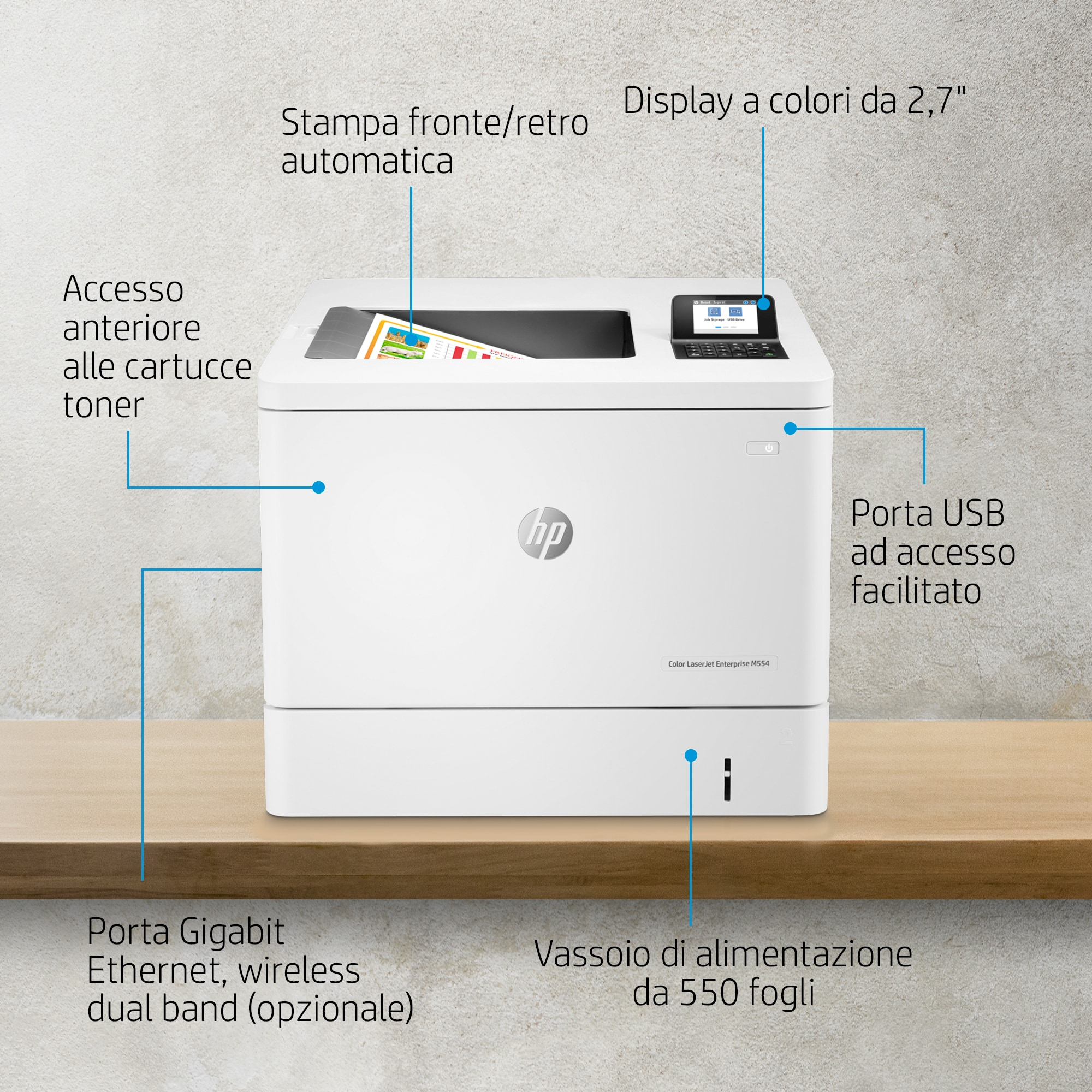 HP Color LaserJet Enterprise M554dn Printer - 7ZU81A