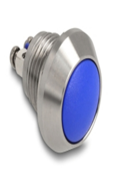 Delock Push Button 12mm 2 x Screw Terminal blue - 22032