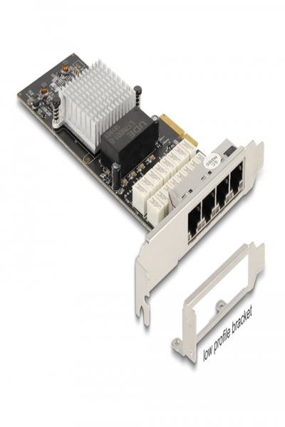 Delock PCI Express x4 Card to 4 x RJ45 Gigabit LAN i350 Port Bypass - RJ-45 - PCIe - Female - Low-profile - PCIe 2.1 - Silver - 88610
