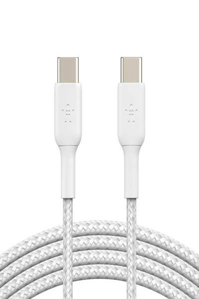Belkin USB-C till flätad PVC-kabel 2m tvåpack - Digital anslutning - CAB004BT2MWH2PK