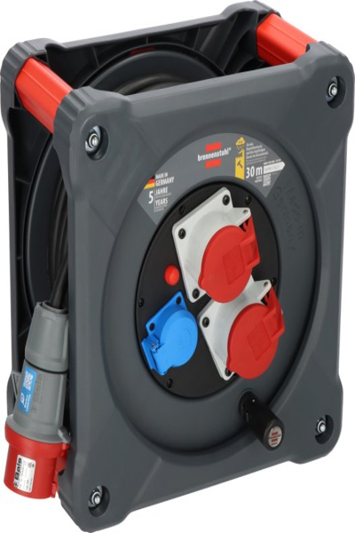 Brennenstuhl 9222300120, Svart, Blå, Röd, Plast, 3 AC-uttag, CEE, Typ E / F, Rak, 30 m - 9222300120