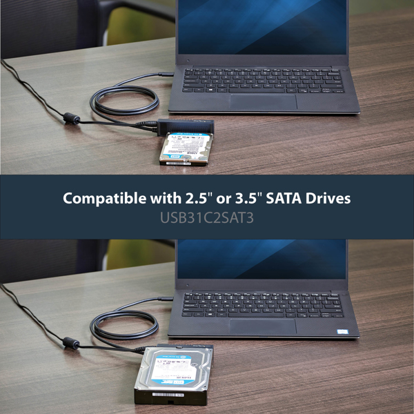 StarTech USB 3.1 (10Gbps) Adapter Cable for 2.5” /3.5” SATA Drives - USB-C - USB Type-C USB 3.1 - 1 x SATA 7+15 pin - 1 m - Black - USB31C2SAT3