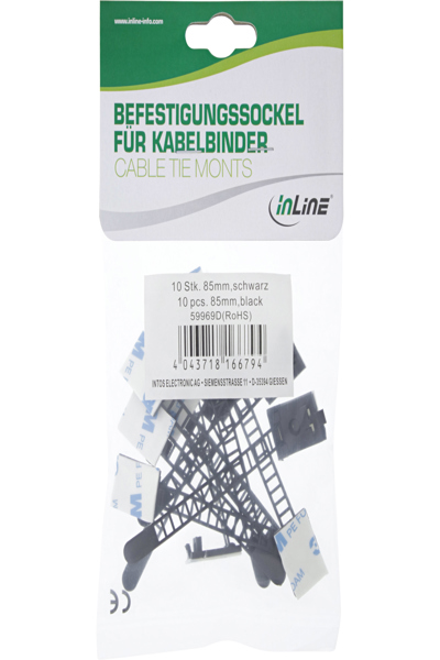 Serre-câble réglable en ligne 64 mm noir 10 pièces