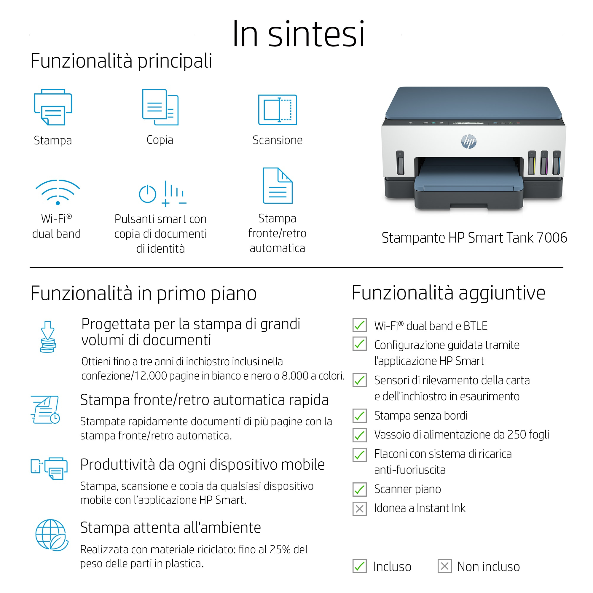 HP Printer Smart Tank 7006 All-in-One - Inkjet - Colored - 28B55A#BHC