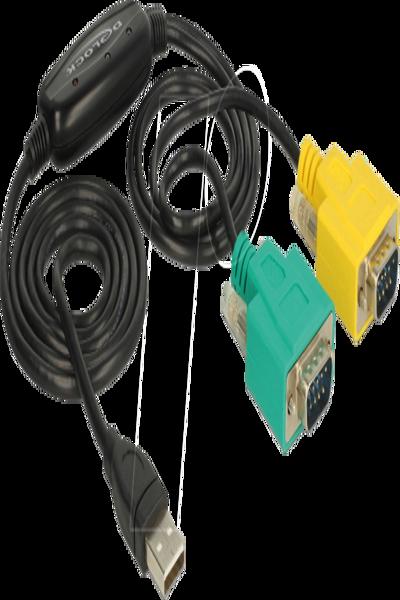 Delock Adapter USB 2.0 Typ-A > 2 x Seriell DB9 RS-232 - 63466