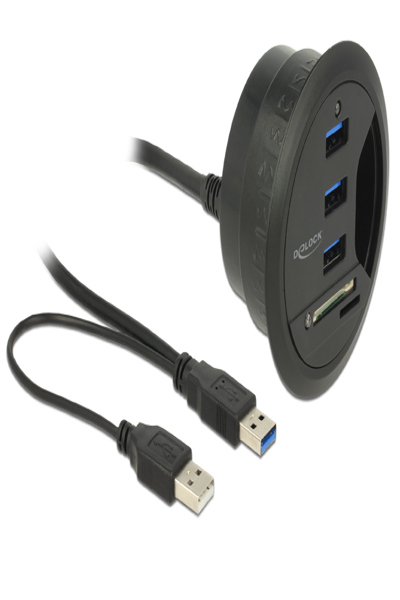 Delock In-Desk Hub 3 Port USB 3.0 + 2 Slot SD Card Reader - 62869