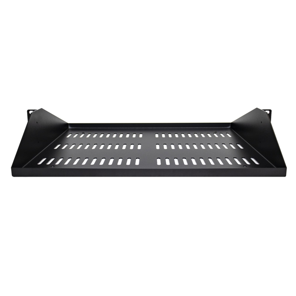 2U Vented Server Rack Cabinet Shelf 14in Deep Fixed Tray - SHELF-2U-14-CENTER-V