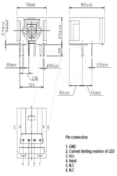Toshiba TORX 1952 - Toshiba fiber optic receiver 10Mbit/s F05 connector rectangular - TORX1952A(F)