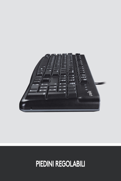 Logitech K120 Corded Keyboard - Full-size (100%) - Wired - USB - Membrane - QWERTY - Black - 920-002492