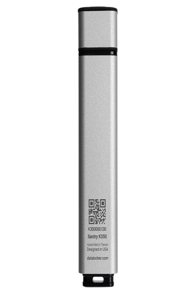 Origin Storage DataLocker Sentry K350 16 GB Encrypted USB Drive - FIPS 140-2 L3 - AES 256-bit - MIL-STD-810G - Display with Keypad - USB A Connector compatible with 3.2 Gen 1 & USB 2.0 - 16 GB - USB Type-A - 3.2 Gen 1 (3.1 Gen 1) - 220 MB/s - Cap - Silver - SK350-016-FE