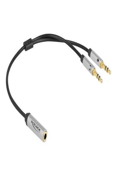 Delock Headsetadapter - mini-phone stereo 3,5 mm 4-polig hona till mini-phone stereo 3,5 mm hane - 66740