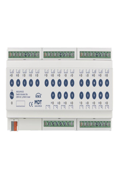 Actionneur de commutation MDT AKS-2416.03 24 voies 12TE REG 16A 230VAC