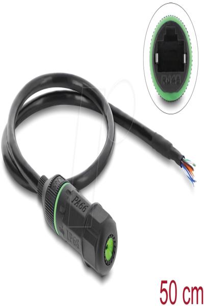 Delock Cable RJ45 Socket to Open Cable Ends Panel Mount Cat.6 with M16.8 x Thread - Cable - Network