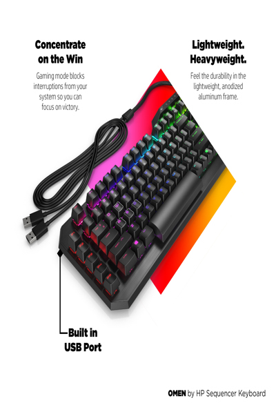 HP OMEN by Sequencer Keyboard: Full-size, Wired, Mechanical, Black - 2VN99AA