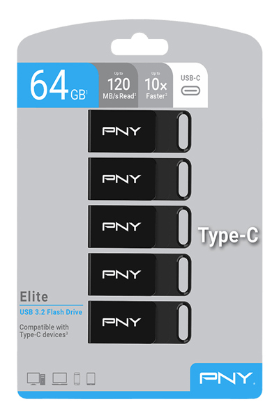 PNY Elite USB flash drive 64GB - P-FD64GX5ELC-EF