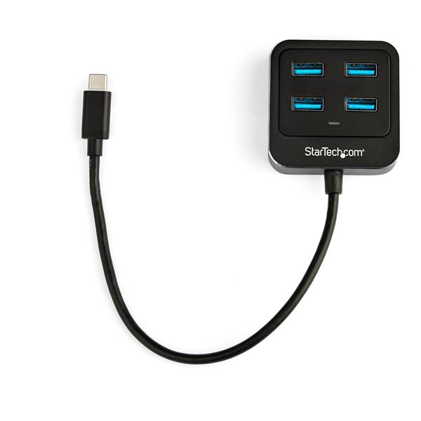 StarTech USB-C Hub 4 Port - USB Type-C - USB 3.1 Gen 2 Hub (10Gbit/s) - bus powered - USB Type-C distributor - Thunderbolt 3 USB hub - hub - 4 x SuperSpeed USB3.0 - desktop (HB31C4AB) - HB31C4AB