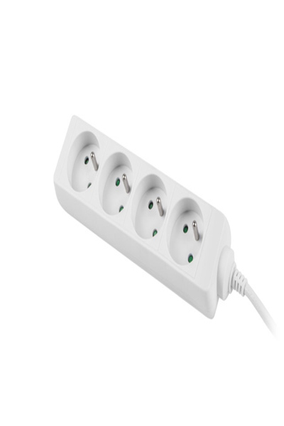 Lanberg PS0-04E-0150-W - 1.5 m - 4 AC outlet(s) - Indoor - Type E - White - 10 A