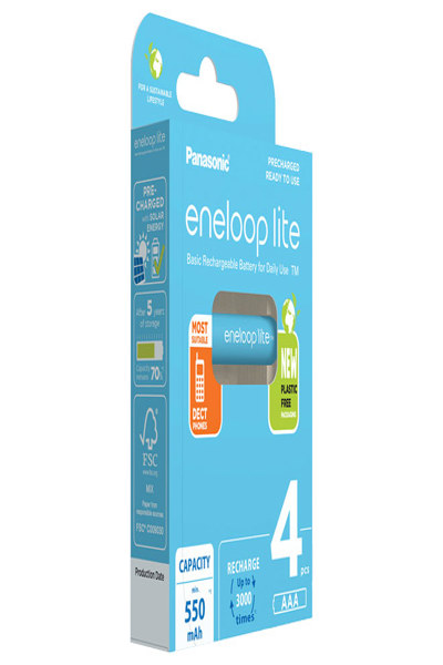 Panasonic Akku NiMH Micro AAA HR03 1.2V/550mAh - Rechargable Battery - Micro (AAA) - BK-4LCCE/4CP