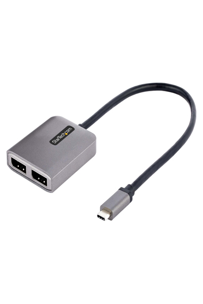 StarTech.com 2-portars USB-C MST-hubb, USB Type-C till 2x DisplayPort-adapter för flera bildskärmar för bärbar dator, Dual-DP upp till 4K 60Hz med DP 1.4 Alt-läge och DSC, HDR, 30 cm kabel, USB-bussdriven - MST14CD122DP