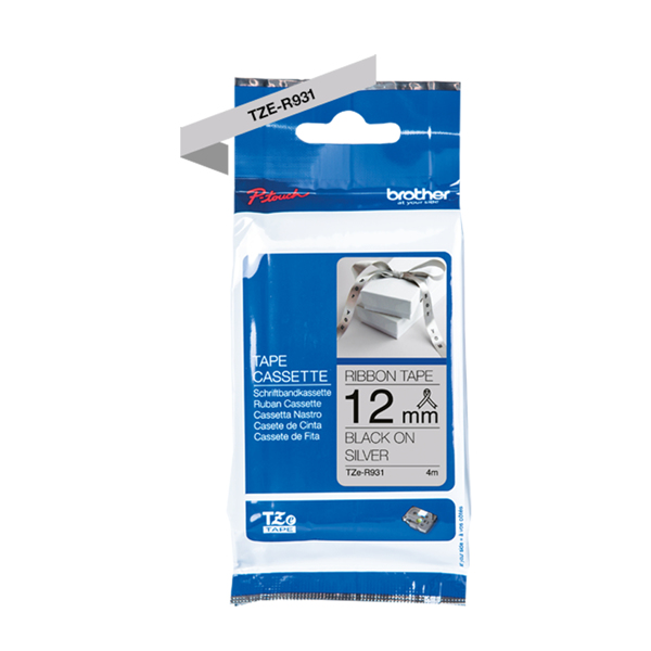 Brother TZe-R931 - Satin - svart på silver - TZER931