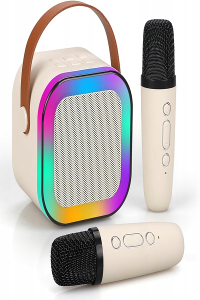 Extralink Mini enceinte karaoké enfant avec 2 micros blancs