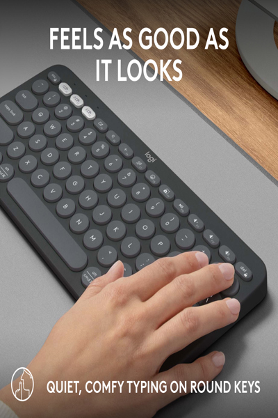 Logitech Pebble Keys 2 K380s - Mini - Wireless - RF Wireless + Bluetooth - Scissor key switch - AZERTY - Graphite - 920-011803
