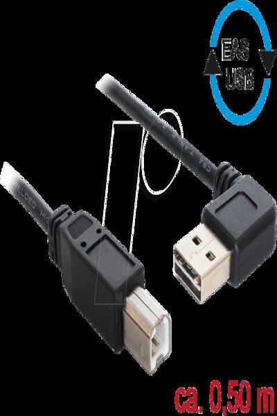 Delock Easy - Câble USB - USB (M) coudé gauche/droite, réversible vers USB Type B (M)