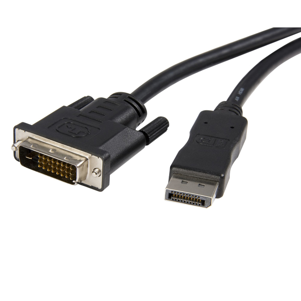 StarTech DisplayPort to DVI Cable - DP to DVI Video Converter M/M - DisplayPort Cable - DisplayPort (M) - DVI-D (M) - 1.8m - Black (DP2DVIMM6) - DP2DVIMM6