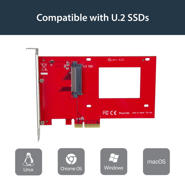 StarTech U.2 TO PCIE ADAPTER FOR 2.5 U.2 NVME SSD - SFF-8639 - X4 PCI EXPRESS 3.0 - INTERFACE ADAPTER - ULTRA M.2 CARD - PCIE 3.0 X4 - PEX4SFF8639
