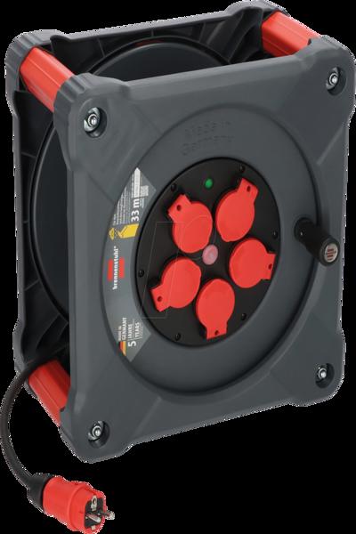 Brennenstuhl 9201330110, Svart, Röd, Plast, 5 AC-uttag, Typ E / F, Rak, 33 m - 9201330110