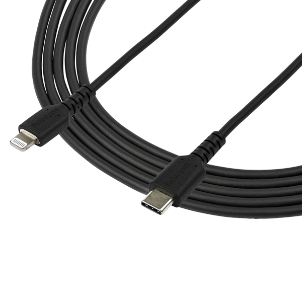 StarTech.com RUSBCLTMM2MB USB-C auf Lightning-Kabel ( 2m, Apple Mfi zertifiziert, iPhone Ladekabel, Aramidfaser) schwarz - Lightning-Kabel - Lightning (M) bis USB-C (M) - 2 m - Schwarz - für Apple iPad/iPhone/iPod (Lightning) - RUSBCLTMM2MB