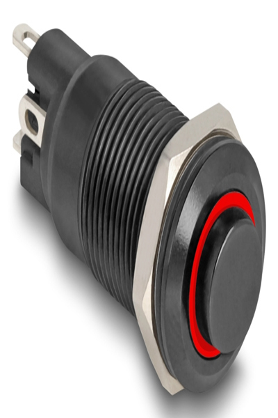 Delock Push Button Switch Black 12 V 4 x Solder - 22014