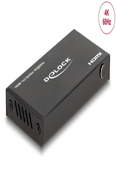 Delock HDMI Splitter 1 x HDMI in till 2 x HDMI ut 4K 60 Hz med downscaler - 18651
