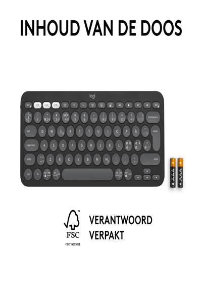 Logitech Pebble Keys 2 K380s - Mini - Wireless - RF Wireless + Bluetooth - Scissor key switch - AZERTY - Graphite - 920-011803