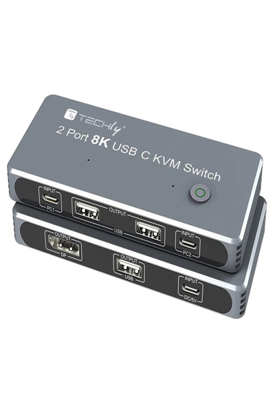 Techly KVM Switch USB-C 2in 1 out - Kvm Switch - USB Typ C - IDATA-KVM-DPC8K