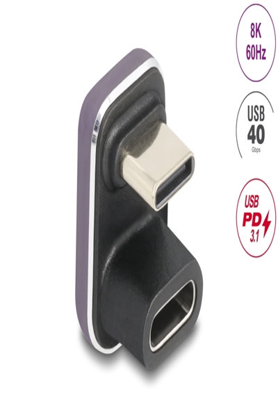 Adaptateur USB-C Delock coudé à 180° 40 Gbit/s PD 3.1 240 W