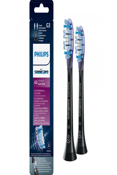 Philips Sonicare G3 Premium Gum Care HX9052/33 2x Interchangeable sonic toothbrush heads - 2 pc(s) - Black - Soft - Rubber - 2 Series plaque control 2 Series plaque defense 3 Series gum health DiamondClean DiamondClean... - HX9052/33