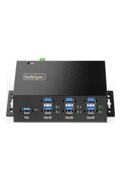 StarTech.com 7-Port Managed USB Hub with 7x USB-A, Heavy Duty with Metal Industrial Housing, ESD & Surge Protection, Wall/Desk/Din-Rail Mountable, USB 3.0/3.1/3.2 Gen 1 5Gbps - 5G7AINDRM-USB-A-HUB