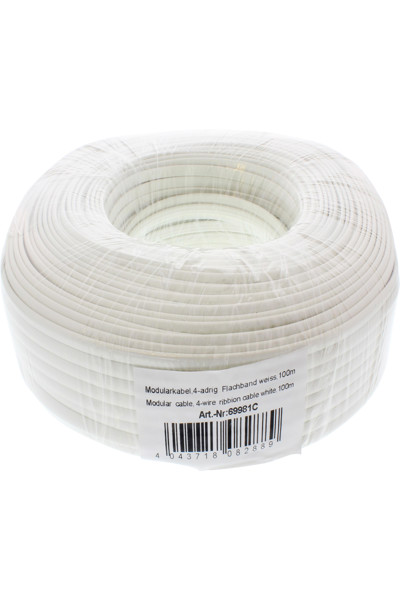 Câble ruban modulaire InLine 4 fils blanc 100 m