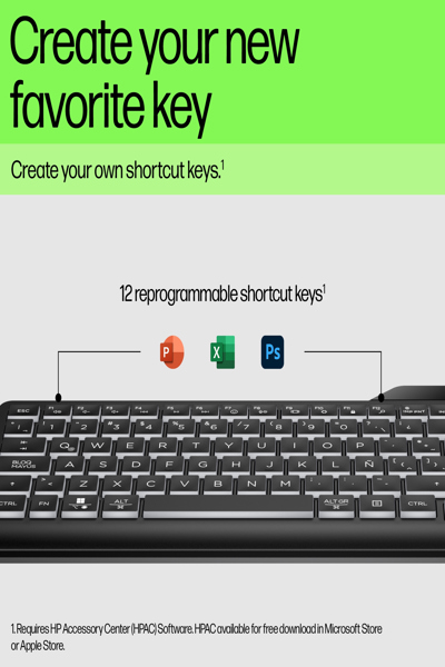 HP 405 Multi-Device Backlit Wired Keyboard: USB-C - 7N7C1AA