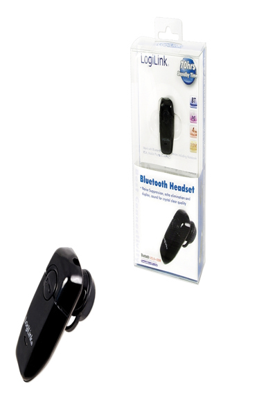 LogiLink Bluetooth V2.0 Earclip Headset - Wireless - Calls/Music - 9 g - Headset - Black