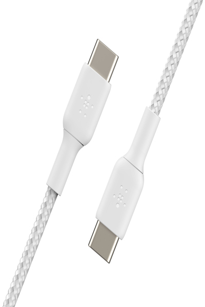 Belkin USB-C till flätad PVC-kabel 1m tvåpack - Digital anslutning - CAB004BT1MWH2PK