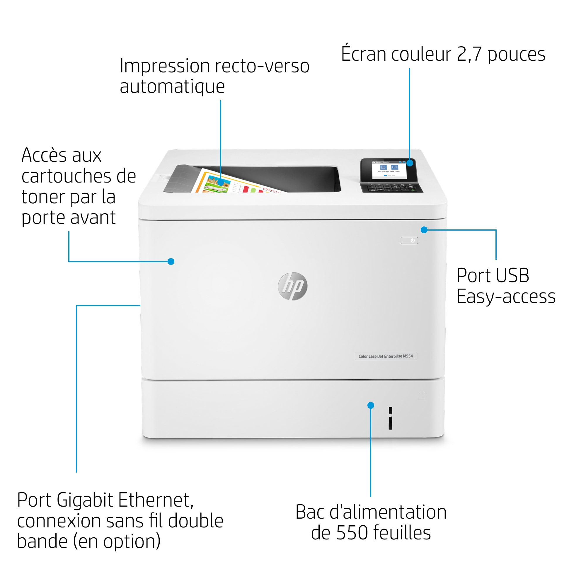HP Color LaserJet Enterprise M554dn Printer - 7ZU81A