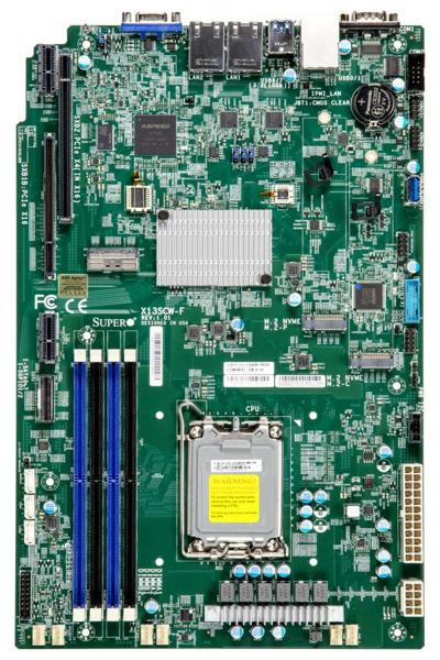 Supermicro MBD-X13SCW-F, Intel, LGA 1700, Intel® Pentium®, Intel® Xeon®, DDR5-SDRAM, 128 Go, DIMM
