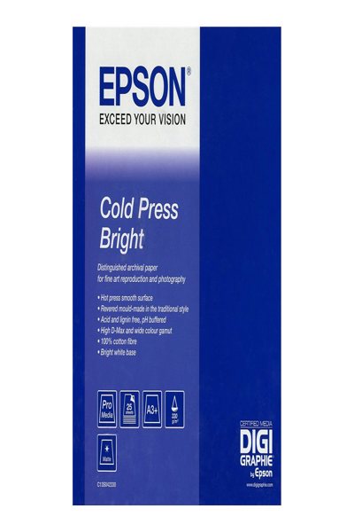 Epson Cold Press Bright - A3+ - 25 feuilles - Impression jet d'encre - A3+ (330 x 483 mm) - 25 feuilles - 340 g/m² - Blanc - 533 µm