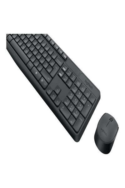 Logitech MK235 Wireless Keyboard and Mouse Combo - Full-size (100%) - Wireless - USB - QWERTY - Grey - Mouse included - 920007919